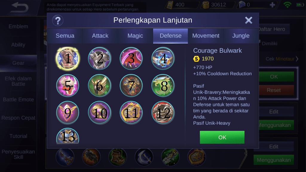 item defense mobile legend
