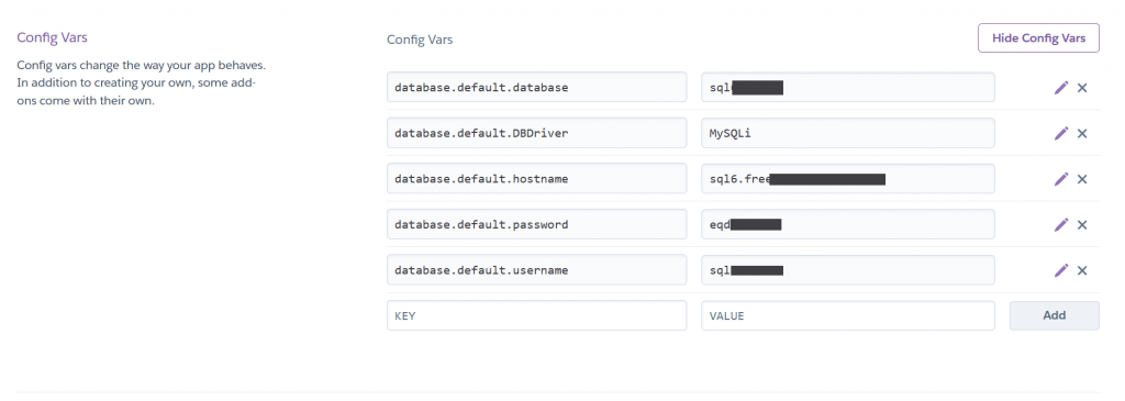 env database heroku