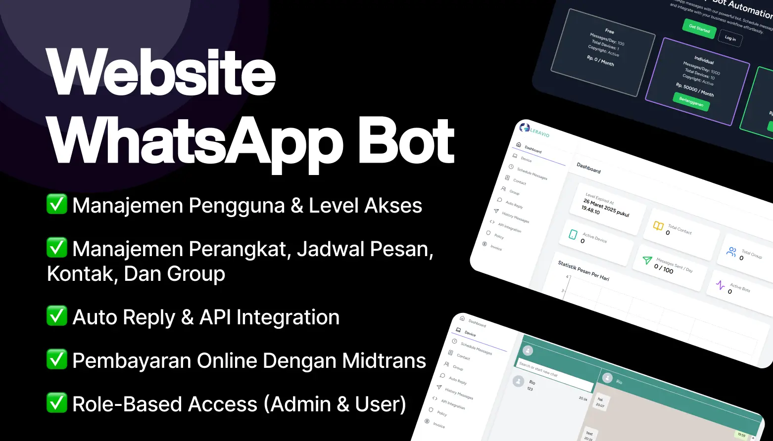 website whatsapp bot adminpanel