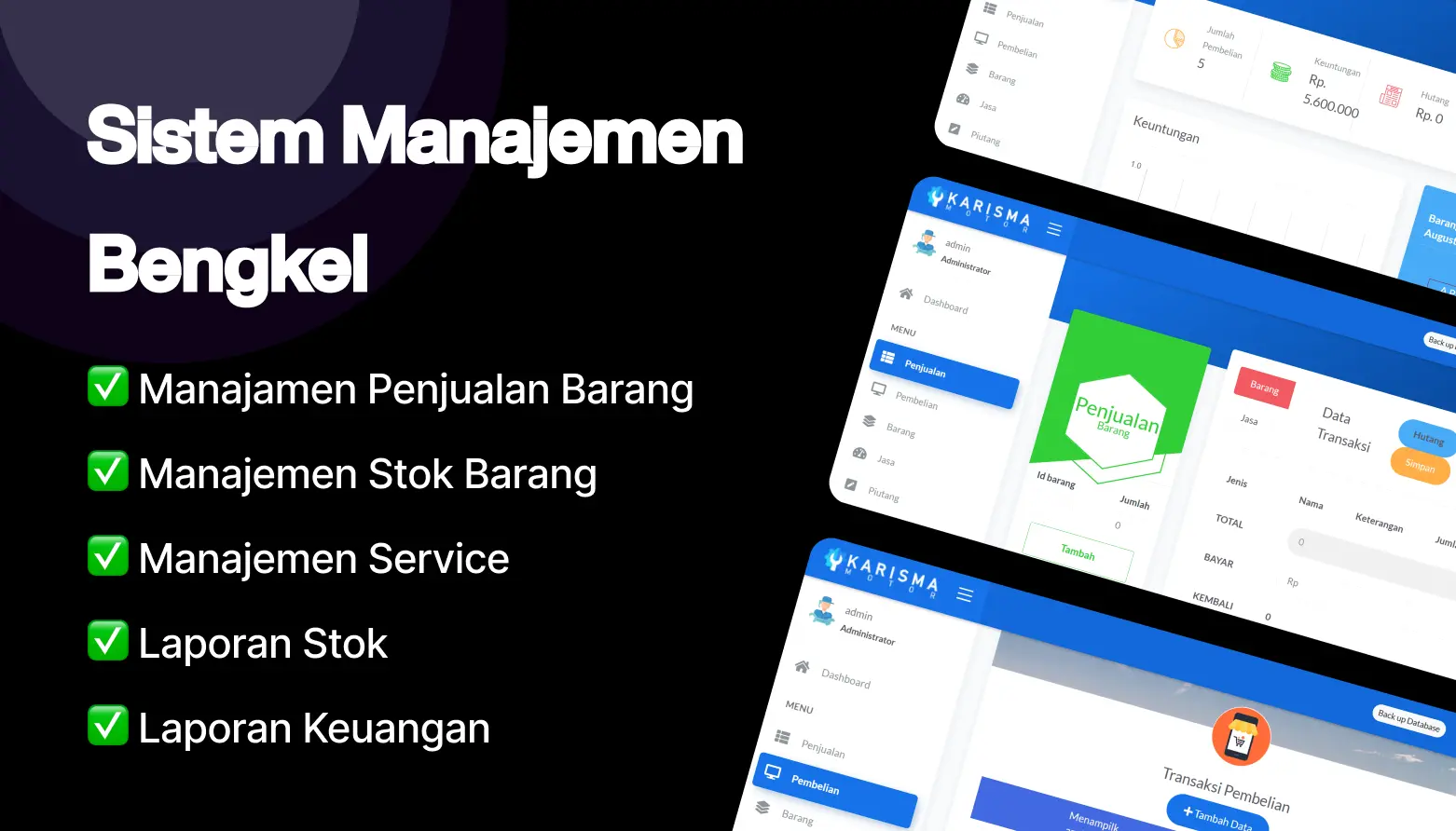 sistem manajemen bengkel gratis