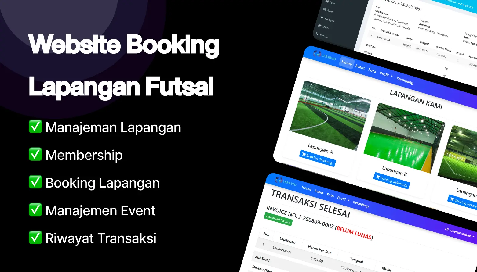 website booking lapangan futsal gratis
