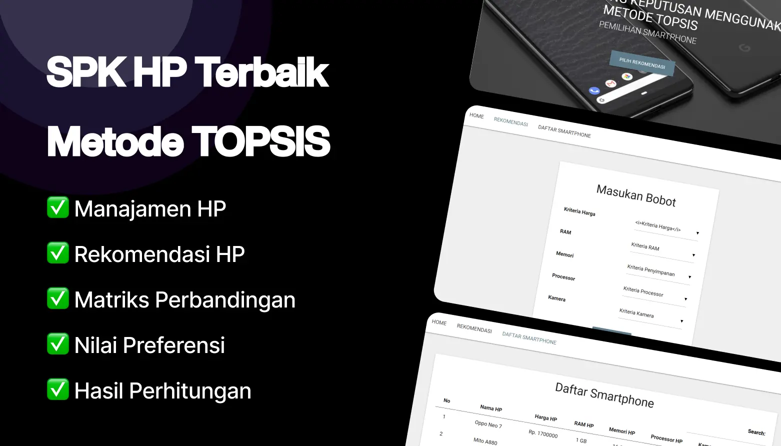 spk pemilihan hp terbaik metode topsis