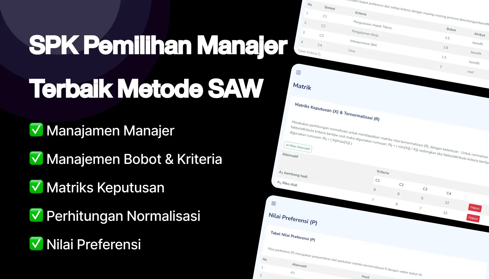 spk pemilihan manajer terbaik metode saw